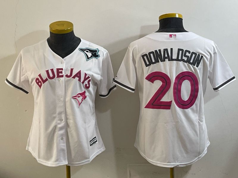 Women 2025 Nike Toronto Blue Jays #20 Donaldson White Game MLB Jersey 04